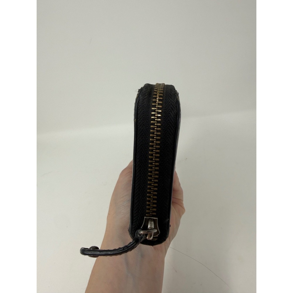 COACH Crocodile Embossed Leather Accordion Black Wallet 8‎ inches - Picture 5 of 16